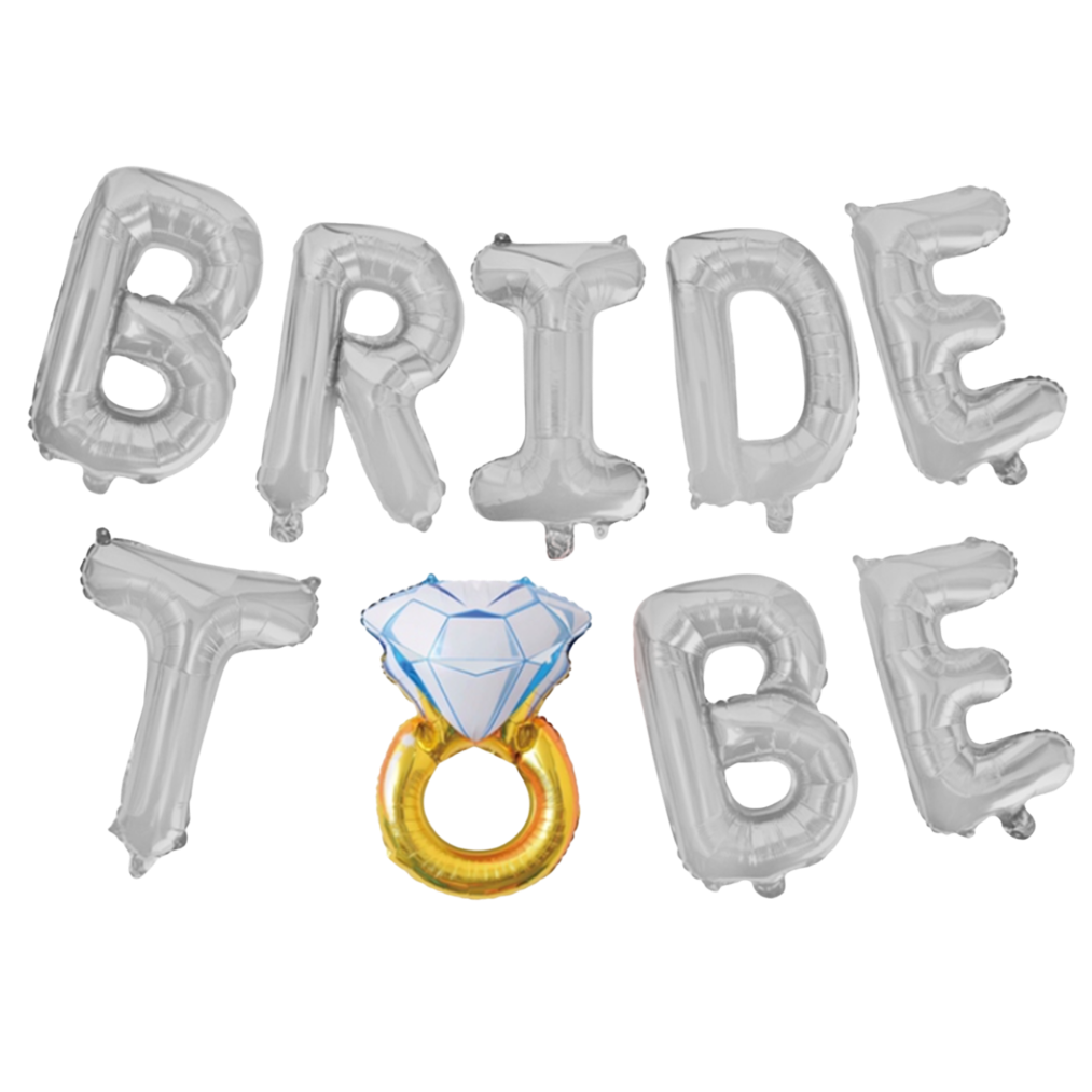 Буквы фольгированные Bride to Be с колечком Серебряный 40 см (20008727)
