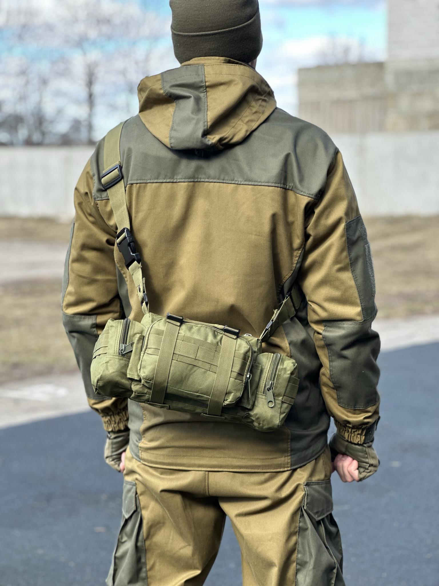 Сумка нагрудная поясная Tactic с ремнем на плечо 5 л Olive (104-olive) - фото 3 Сумка нагрудная поясная Tactic с ремнем на плечо 5 л Olive (104-olive) - фото 3