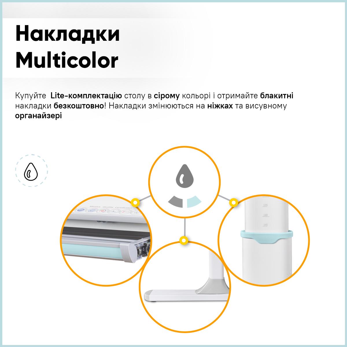Парта-трансформер шкільна Mealux Edmonton Multicolor Lite дитяча Блакитний (BD-610 W/MC + BL Lite) - фото 9