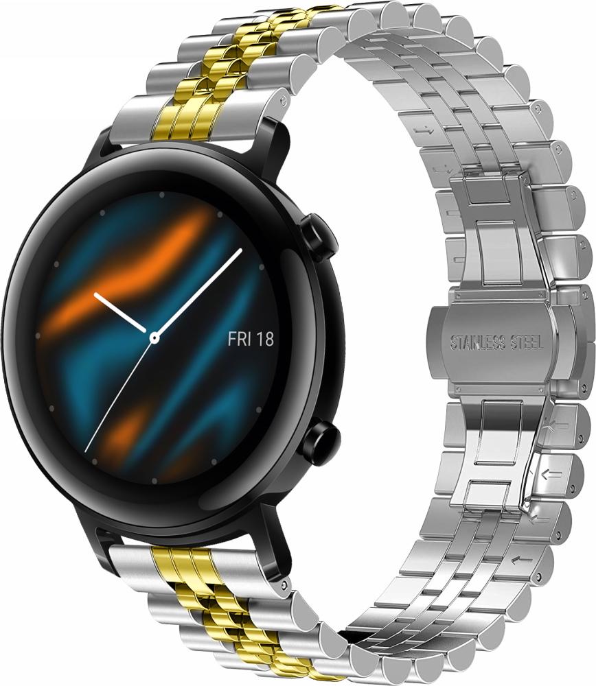 Браслет металлический Stech Line для Huawei Watch GT 2 42 мм Silver/Gold (27037-67)