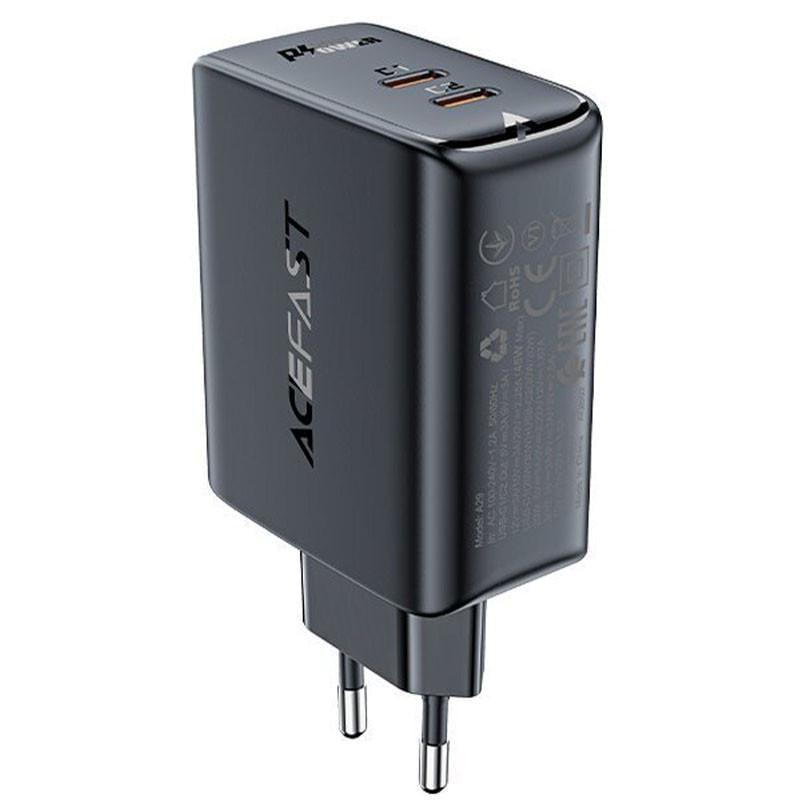 Зарядний пристрій мережевий Acefast A29 PD50W GaN 2USB-C Black (00000065894_1)
