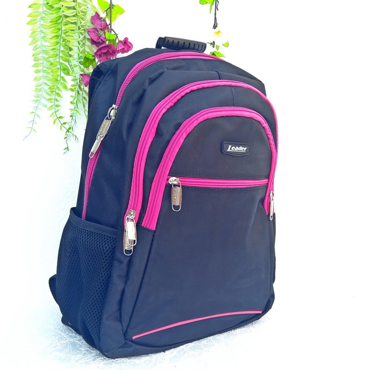Рюкзак ортопедический Leader 42х29х15 см Черный/Розовый (982075) - фото 7