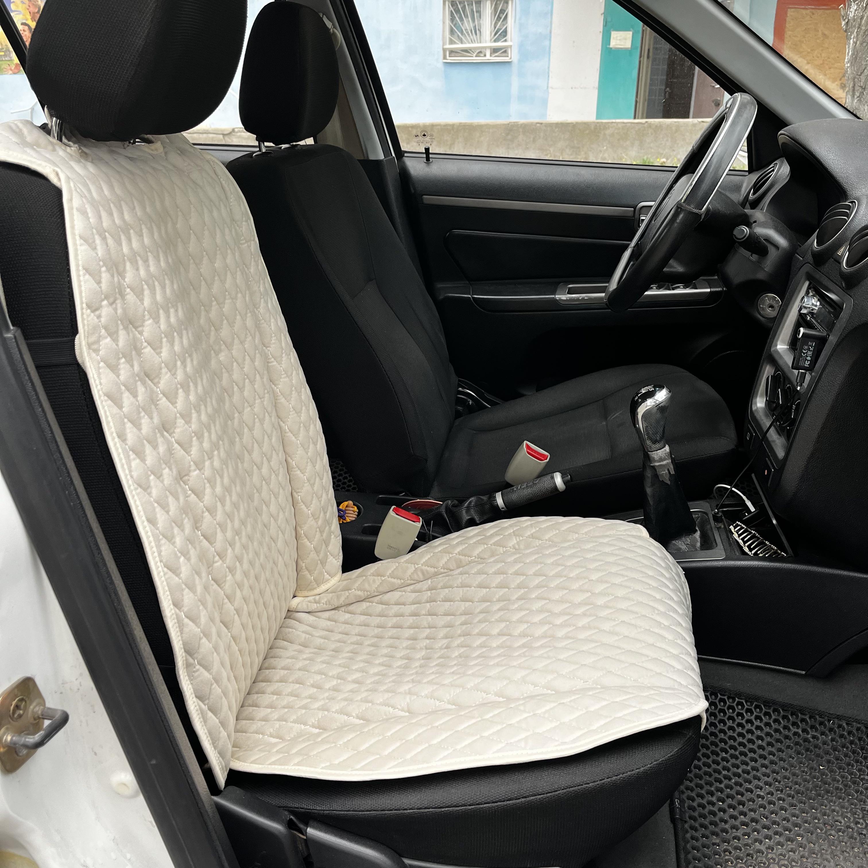 Накидка універсальна на переднє сидіння авто з алькантари 1 шт. Світло-бежевий - фото 2 Накидка універсальна на переднє сидіння авто з алькантари 1 шт. Світло-бежевий - фото 2