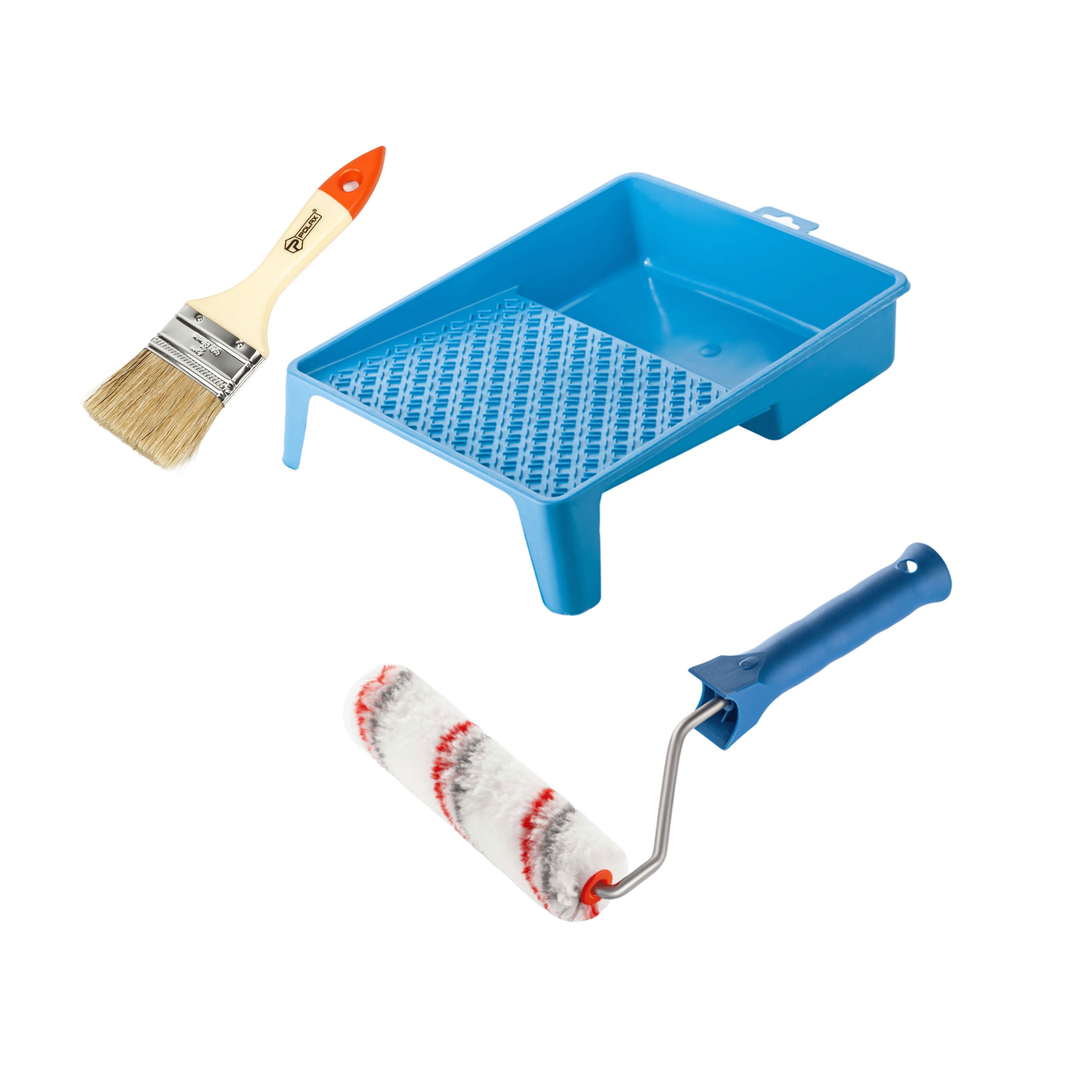 Валик Стандарт Мультиколор 150х15 мм с ручкой ванночка и кисточка (770-231)