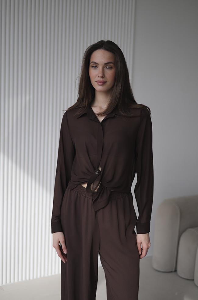 Блуза Lipar 2954 прозора шифонова р. 44 Шоколадний (16887390) - фото 2 Блуза Lipar 2954 прозора шифонова р. 44 Шоколадний (16887390) - фото 2