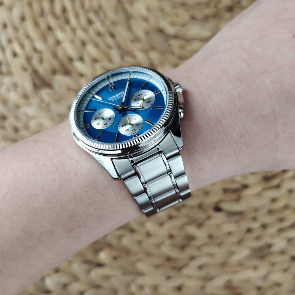 Наручные часы мужские Casio MTP-1375D-2A1VDF d 42 мм Синий/Серебряный (2447931056) - фото 5