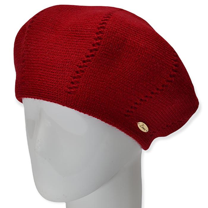 Берет женский Lirus Ариэль из шерсти двойной с узором Красный