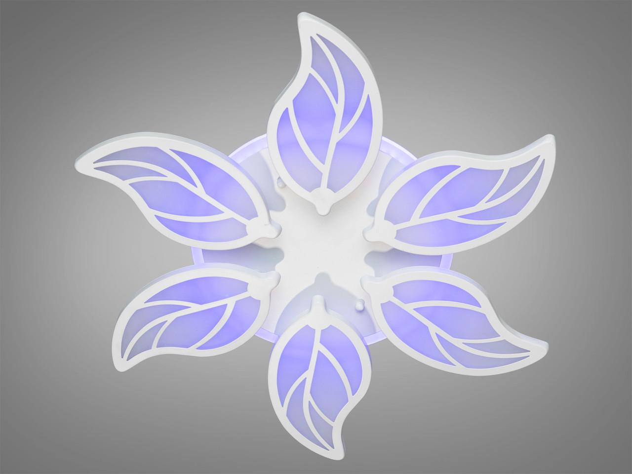 Люстра LED у спальню з підсвічуванням 8028-6WH-LS 105W на 15 м2 Білий (2019840818)