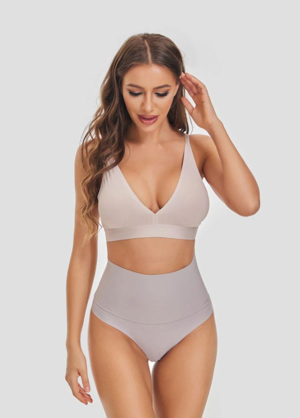 Бюстгальтер-топ бесшовный с открытой спинкой Нежность L Бежевый (742-85)