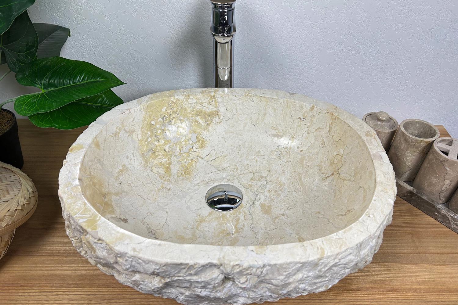 Раковина каменная овальная накладная из мрамора 51х42х15 см (25072204)