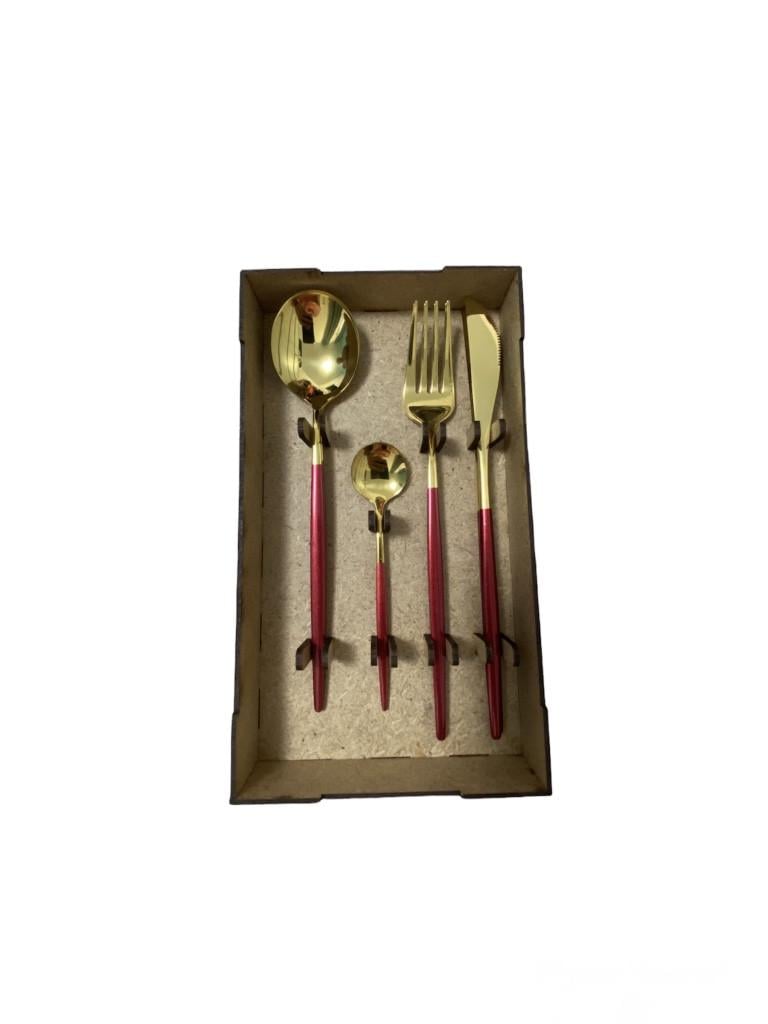 Набір столових приборів Kitchen на 2 персони Бордовий (1643373491) - фото 2 Набір столових приборів Kitchen на 2 персони Бордовий (1643373491) - фото 2