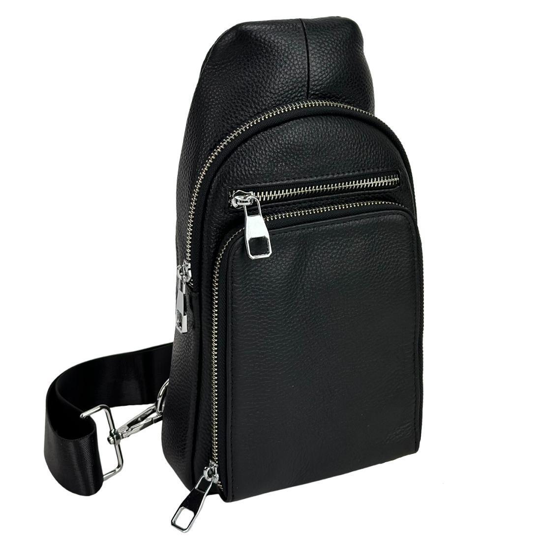 Чоловічий слінг Tiding Bag A25F-250117A шкіряний Чорний (2656559525)