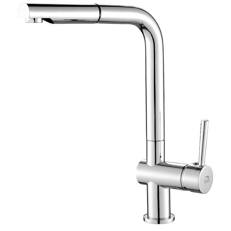 Смеситель Laveo LUNA для кухонной мойки с вытяжным изливом L Хром (BLZ_069D) Смеситель Laveo LUNA для кухонной мойки с вытяжным изливом L Хром (BLZ_069D)