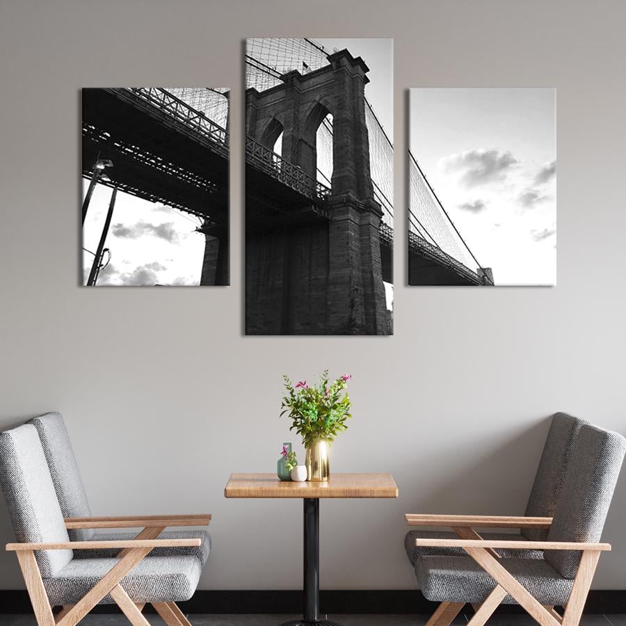 Картина для интерьера Старый Бруклинский мост в Нью-Йорке 96x60 см (379-32)