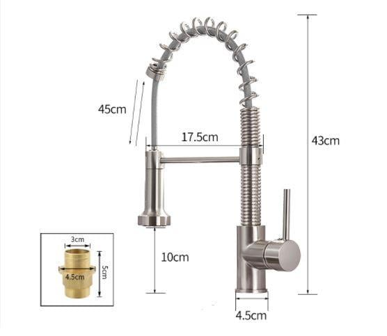 Змішувач кухонний висувний вилив кран два режими води обертається на 360 градусів WanFan Хром - фото 4 Змішувач кухонний висувний вилив кран два режими води обертається на 360 градусів WanFan Хром - фото 4