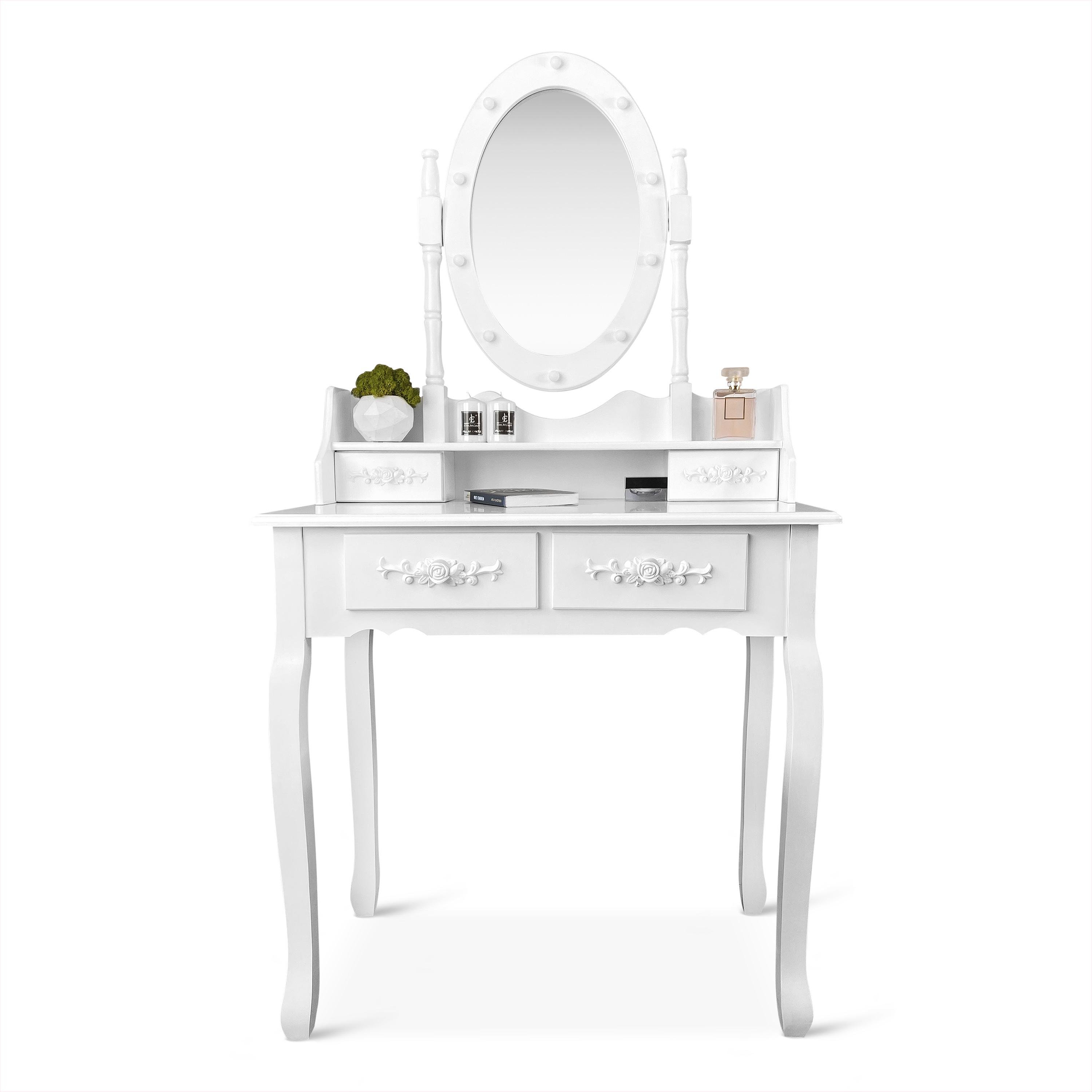 Туалетний столик з дзеркалом Homart Tioli з підсвіткою та табуретом Білий (9363) - фото 4 Туалетний столик з дзеркалом Homart Tioli з підсвіткою та табуретом Білий (9363) - фото 4