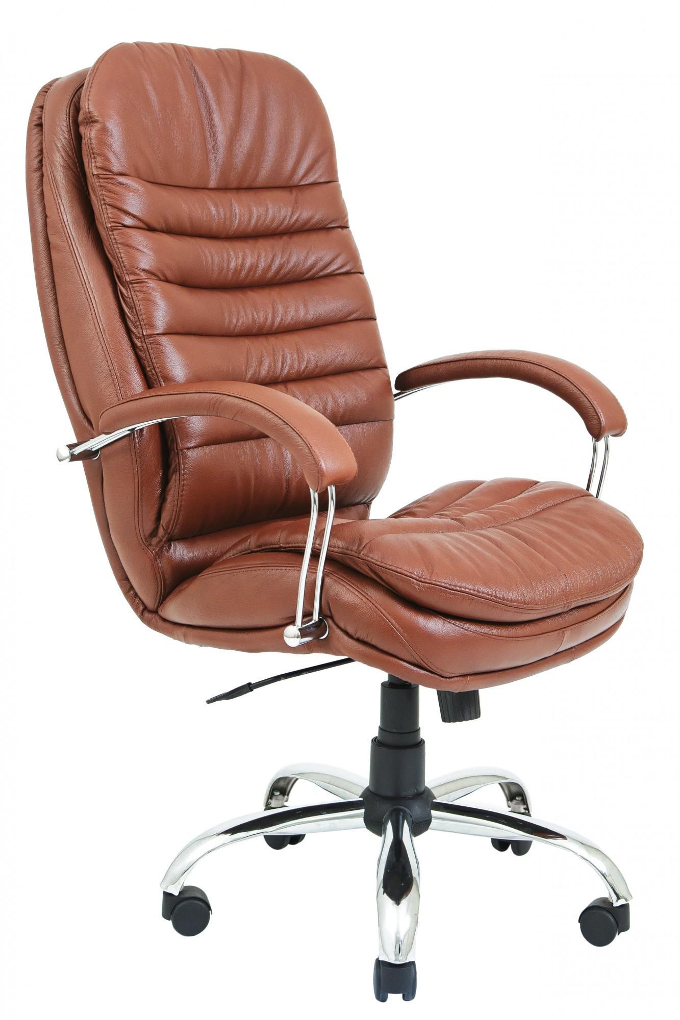 Кресло офисное компьютерное Valencia Zeus Deluxe Bright Brown Хром М2 AnyFix Коричневый