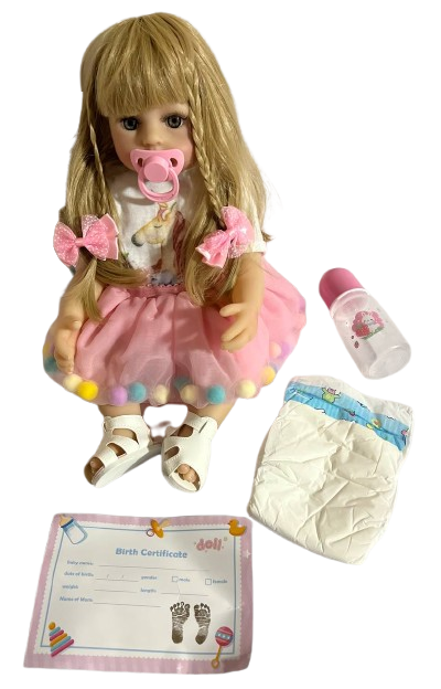 Кукла с волосами и голубыми глазами Reborn винил 55 см (1168)