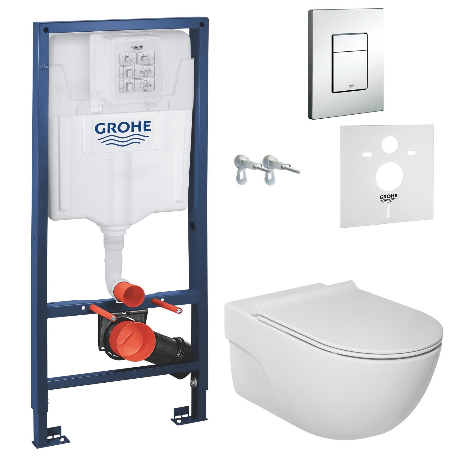 Комплект инсталляции Grohe Rapid SL A34H240000+38772001+37131000 с унитазом кнопка Хром (71980)