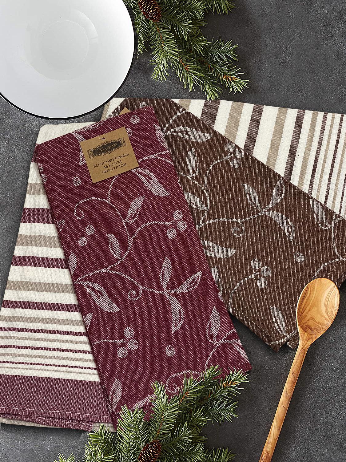 Набір кухонних рушників Zastelli жакард 46х71 см 4 шт. Коричневий/Зелений (19219)