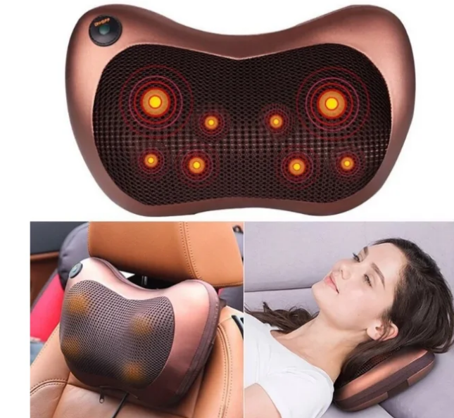 Массажная подушка инфракрасная Massage pillow для шеи и спины Коричневый (-1903764017) - фото 4