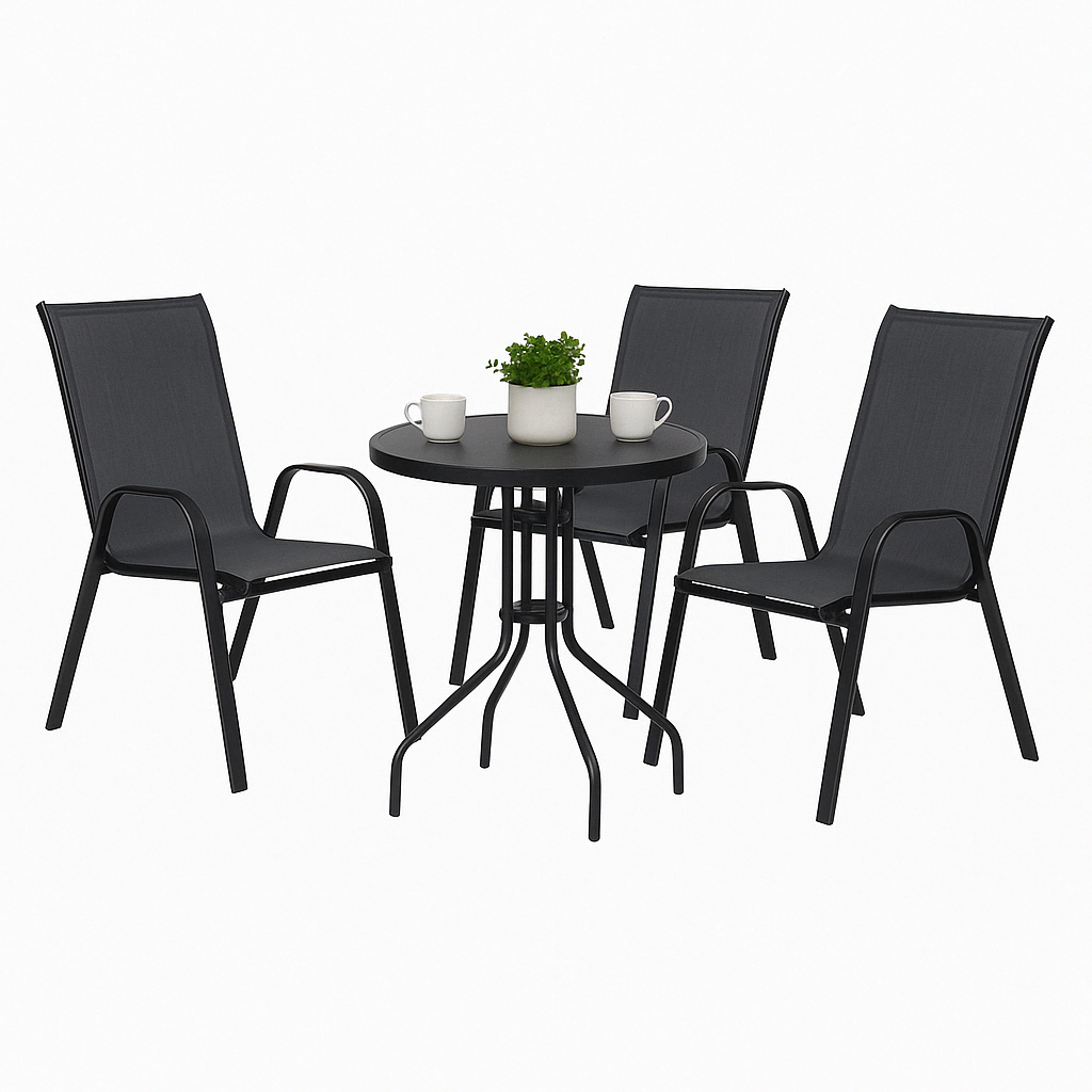 Комплект садовой мебели 4Points Como-3 круглый стол и 3 кресла Черный