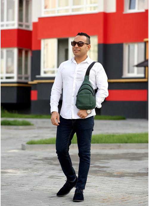 Мужская сумка-слинг Sambag через плечо из экокожи Зеленый (891019629) - фото 4 Мужская сумка-слинг Sambag через плечо из экокожи Зеленый (891019629) - фото 4