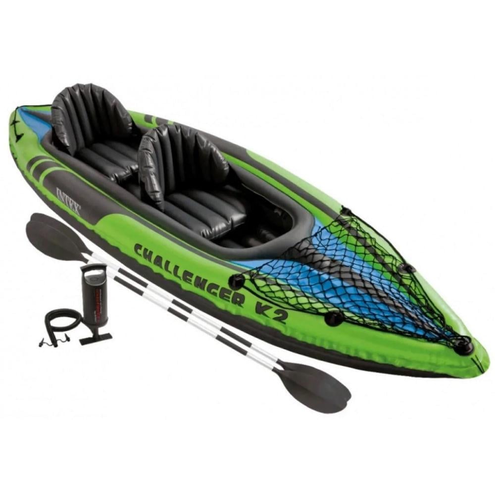 Байдарка надувная Intex Challenger K2 и алюминиевые весла/ручной насос