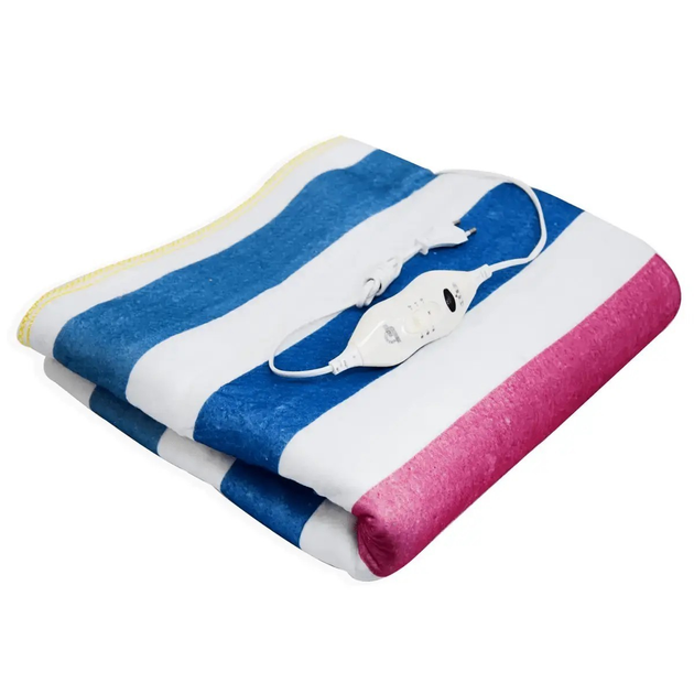 Электропростынь Rainberg двуспальная на байковой основе в полосу 150х180 см