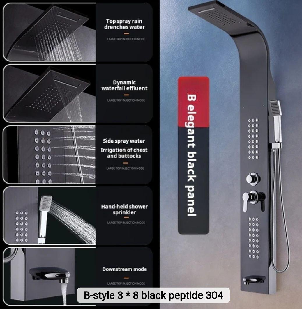 Душевая панель Epelli Megacascata Nero B с фиксированной воронкой/массажными форсунками и изливом Черный (2447983872) - фото 2 Душевая панель Epelli Megacascata Nero B с фиксированной воронкой/массажными форсунками и изливом Черный (2447983872) - фото 2