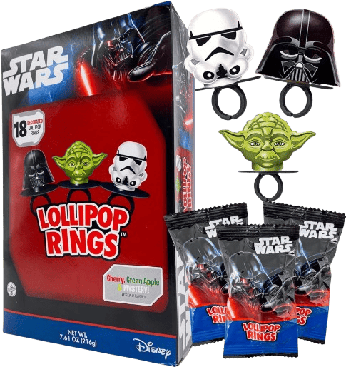 Кольца-леденцы Star Wars Candy Lollipop Rings 18 шт. 216 г (2803153637)