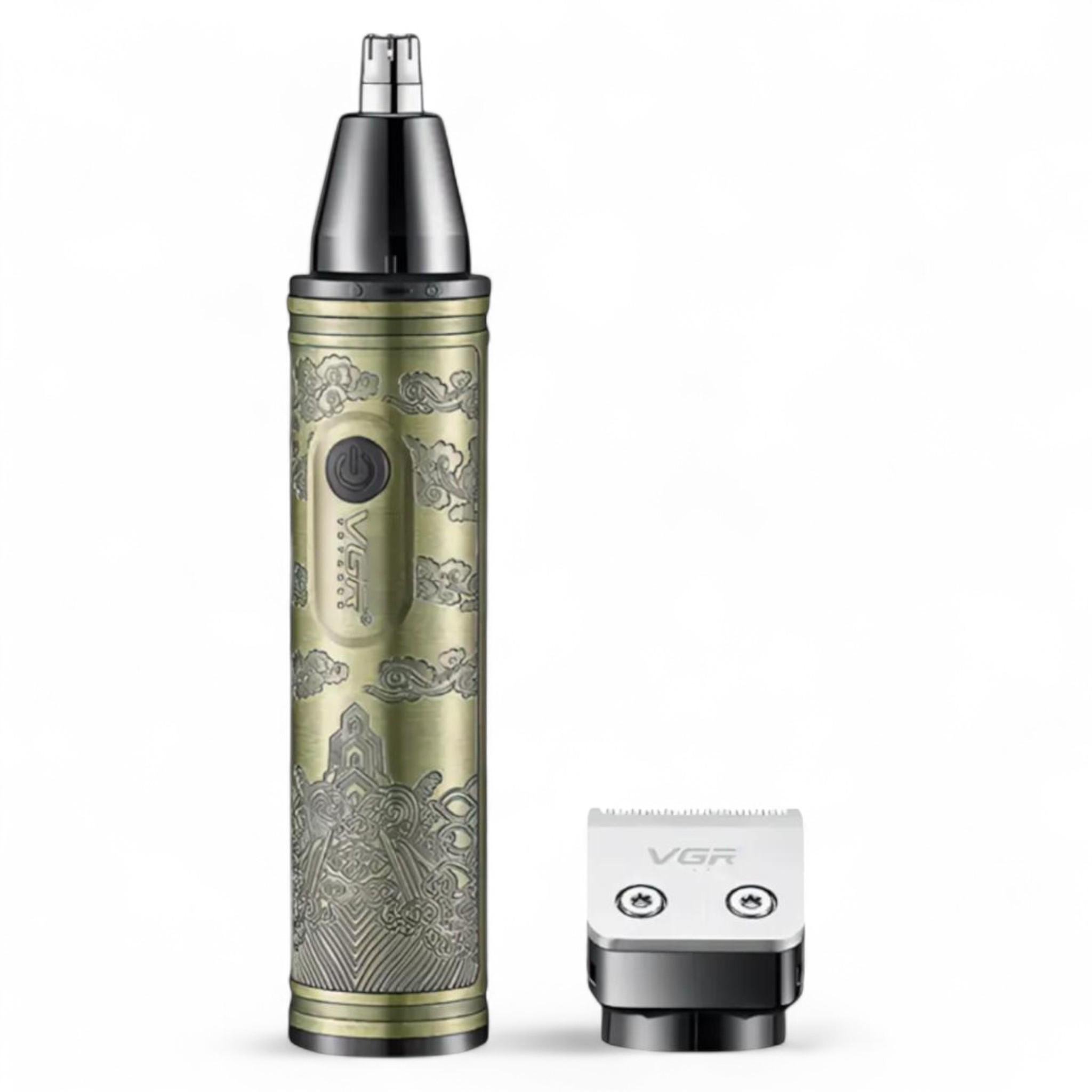 Тример акумуляторний VGR V-618 2в1 для стрижки волосся в носі та вухах з насадками Gold (M_V-618Gold)