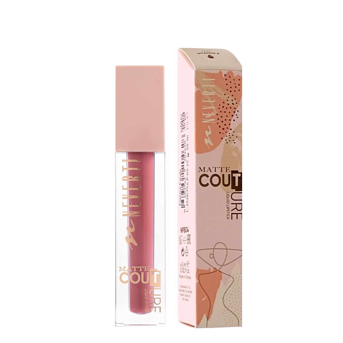 Помада для губ матова Neverti MATTE COUTURE LIQUID NP804 106 Chiffon Темно-рожевий (13356233)