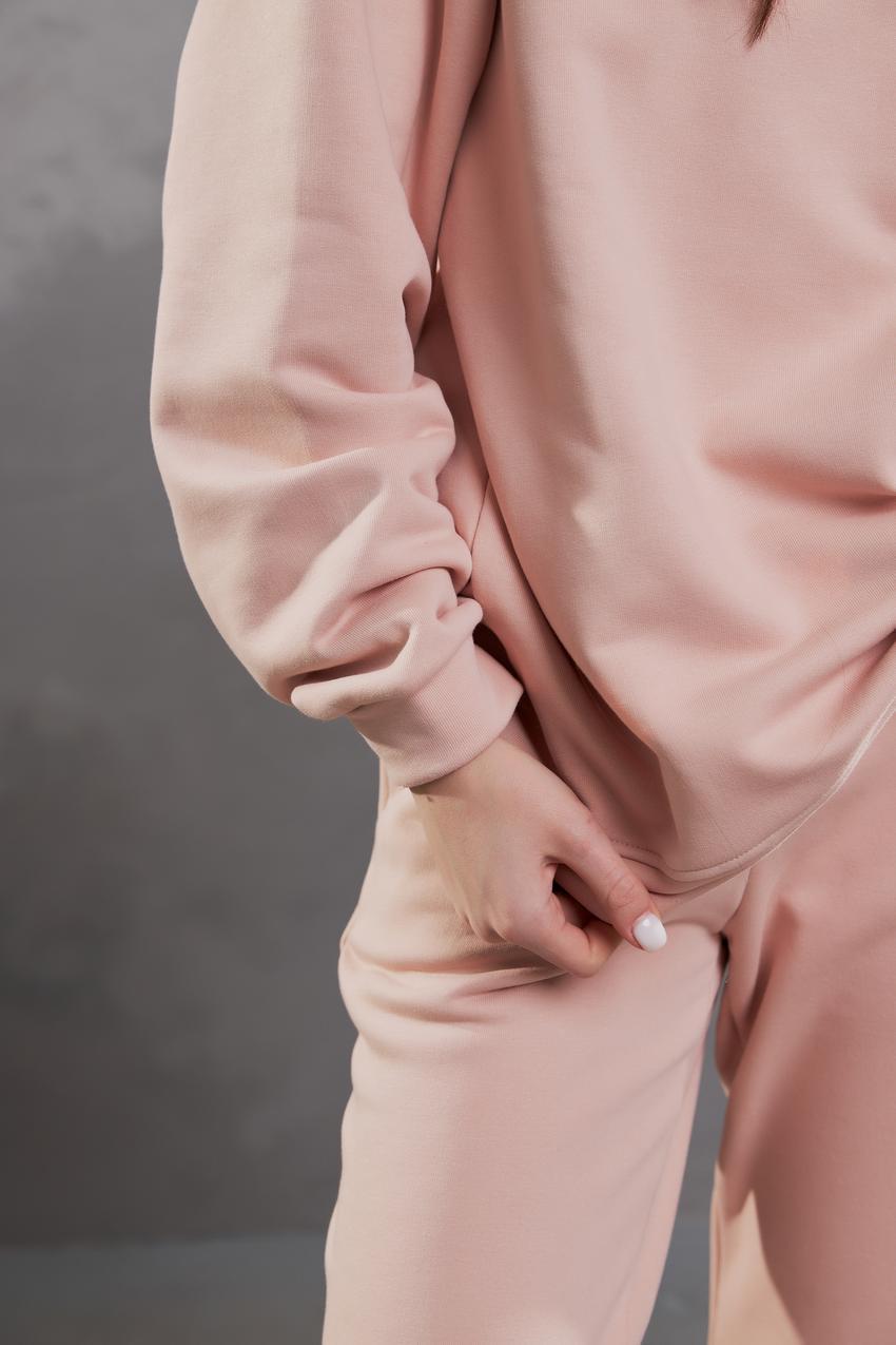 Спортивный костюм женский М123 со свитшотом и джогерами 3х-петля S Пудровый (539-1-60) - фото 4 Спортивный костюм женский М123 со свитшотом и джогерами 3х-петля S Пудровый (539-1-60) - фото 4