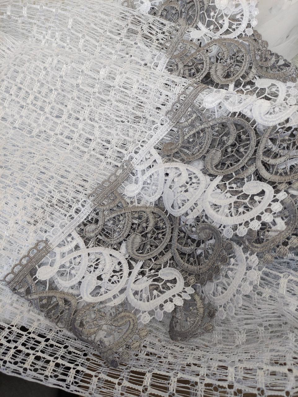 Тюль аркой с кружевом 280х160 см Белый/Серый (а10б-23) - фото 4 Тюль аркой с кружевом 280х160 см Белый/Серый (а10б-23) - фото 4