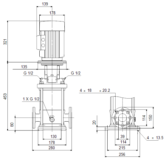 Вертикальний багатоступінчастий насос Grundfos CR10-05 (96501214) - фото 2