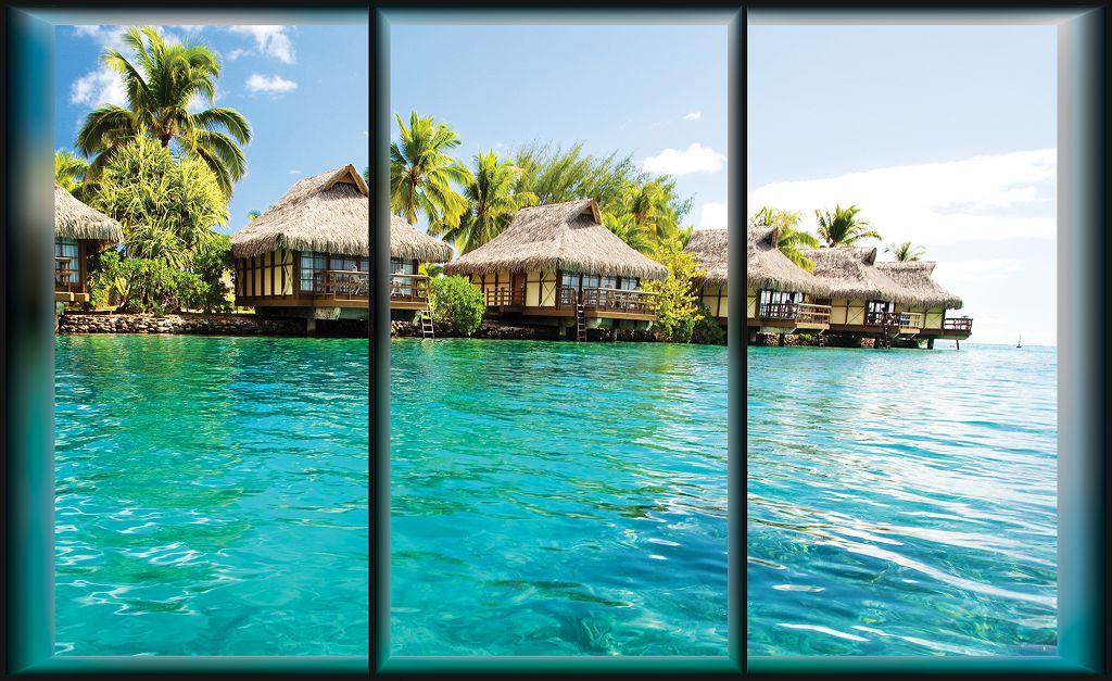 Фотообои 3D море 368x254 см Consalnet Бунгало на Багамах (497P8)