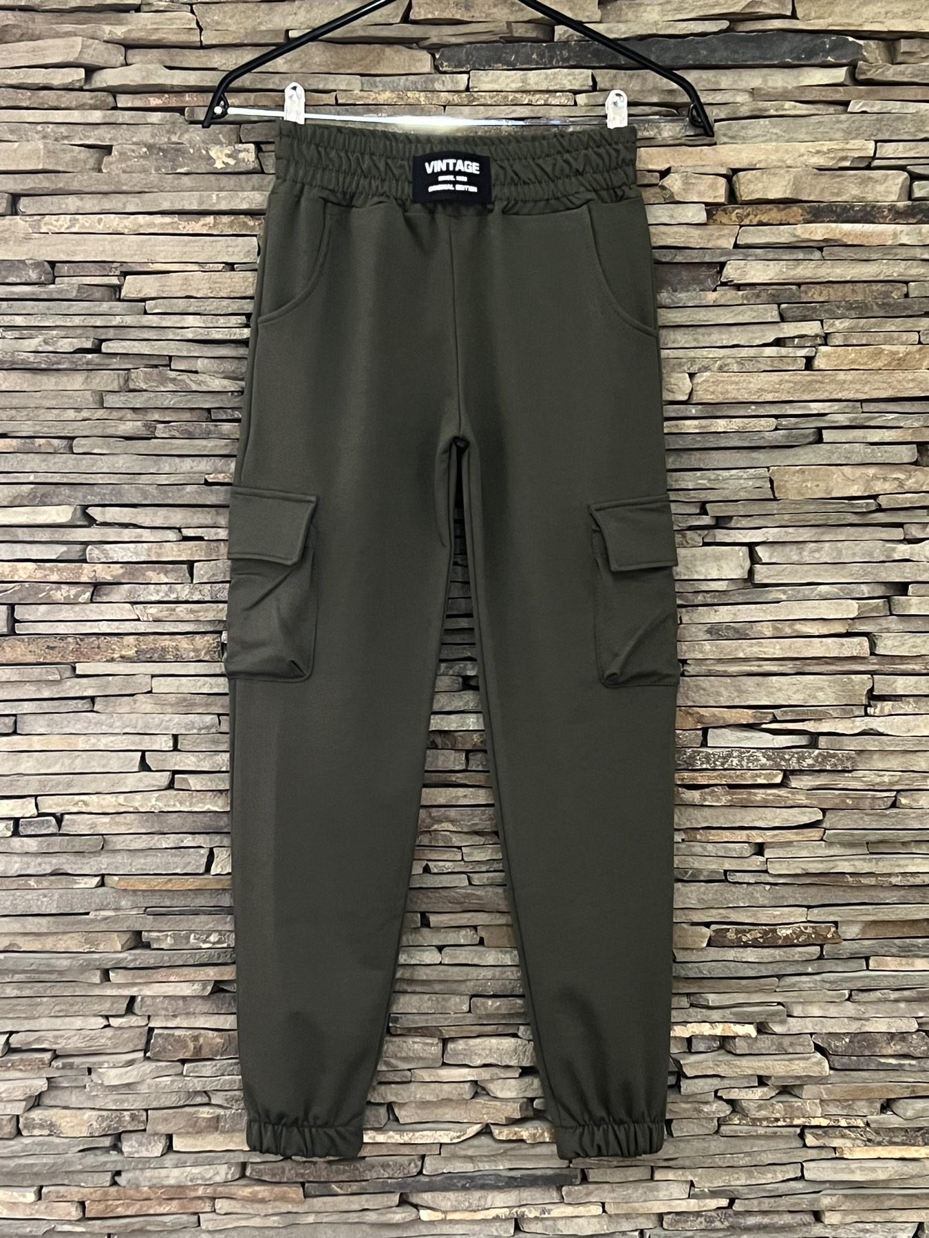 Джоггеры карго для мальчика с карманами р. 146 Хаки (126925)