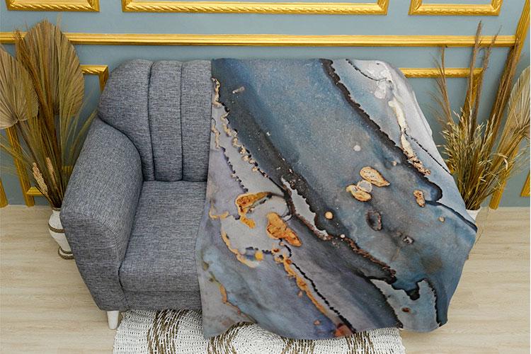 Плед PromoZP Мрамор плюш однослойный 135х150 см Серый (102391)