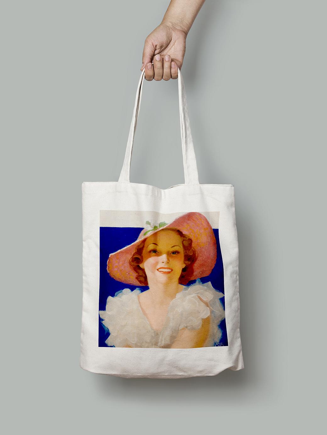 Эко-сумка Портрет девушки в летней шляпе. Уолт Отто шопер (pin_up010109_Bag)