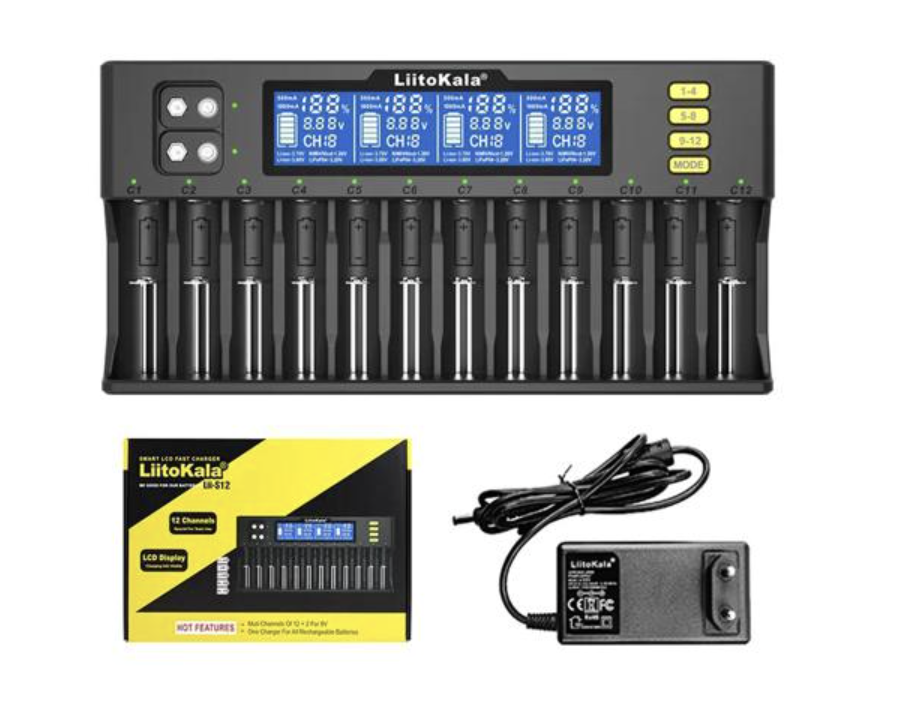Зарядное устройство для Li-ion Ni-MH LiFePO4 (36999105) LiitoKala Lii-S12 EU 12 каналов