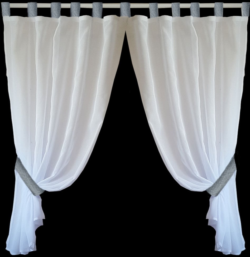 Тюль Pivdenne на петлях Лен 140х170 см 2 шт Бело-серый (2041-135сер)