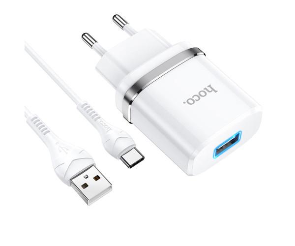 Пристрій зарядний мережевий Hoco N1 USB Type-C 2,4 A 1 м Білий Пристрій зарядний мережевий Hoco N1 USB Type-C 2,4 A 1 м Білий
