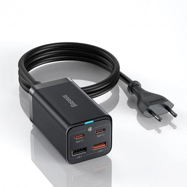 Зарядное устройство Baseus 65W GaN3 Pro Desktop Fast Charger QC4.0+PD3.0 2USB+2Type-C 3A с кабелем Baseus Type-C to Type-C 100W 20V/5A 1 м Black (CCGP040101) - фото 1 Зарядное устройство Baseus 65W GaN3 Pro Desktop Fast Charger QC4.0+PD3.0 2USB+2Type-C 3A с кабелем Baseus Type-C to Type-C 100W 20V/5A 1 м Black (CCGP040101) - фото 1
