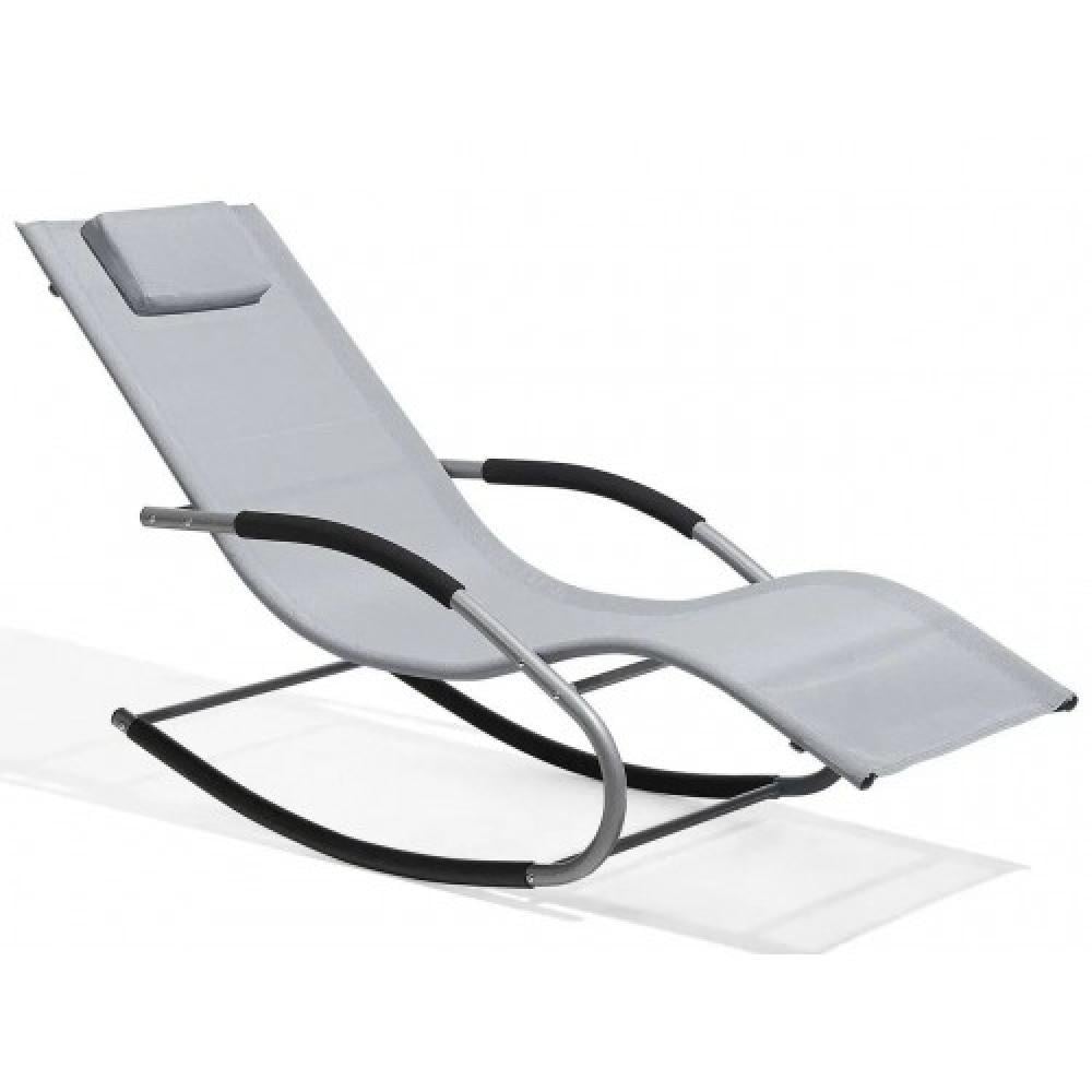 Шезлонг-качалка Bonro BG-01 из металлического каркаса и сетки в форме волны до 120 кг Серый (132-76-42400534)