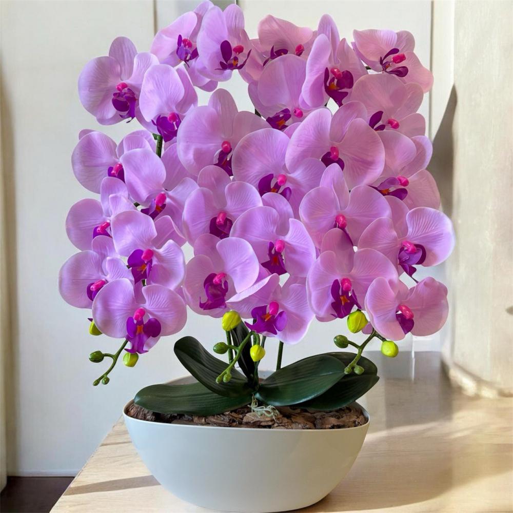 Вазон орхідея ПЛАСТМАКС латексна на три гілки Рожевий (О33)