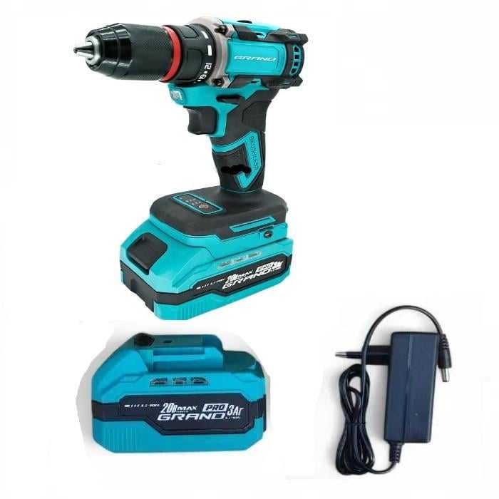 Дриль акумуляторний Grand ДА-20/50 UBL-1 ударний безщітковий мотор/1 акумулятор 3 Аг/50Нм/картонна коробка (31214862)