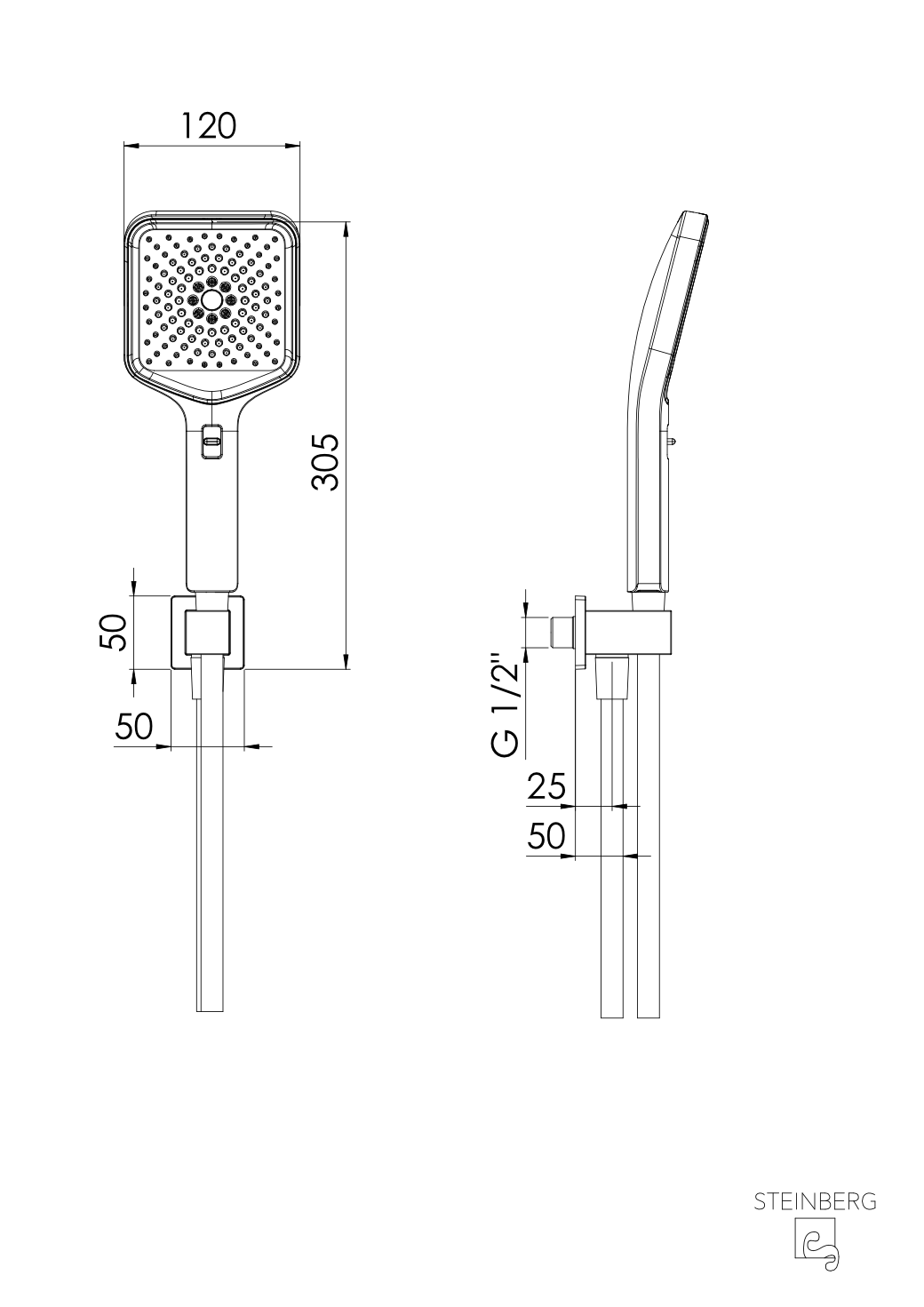 Набор для ручного душа Steinberg Black matt (342 1670 S) - фото 4 Набор для ручного душа Steinberg Black matt (342 1670 S) - фото 4