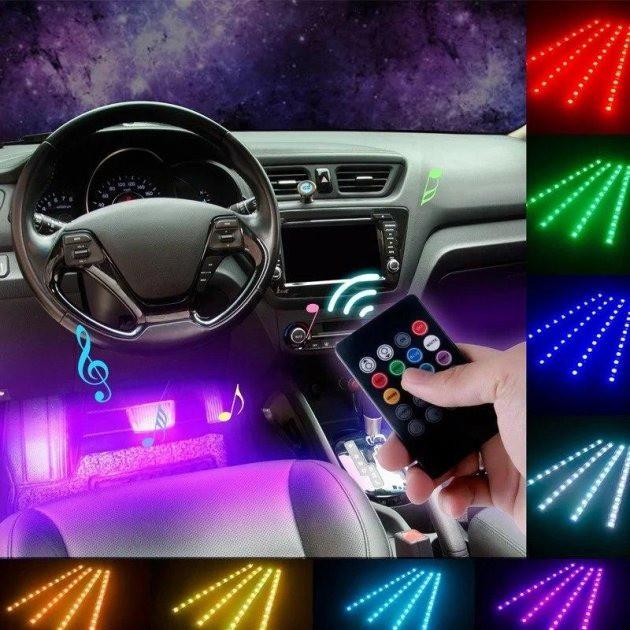 Подсветка автомобильная в салон с пультом RGB 8 режимов светомузыка (000448) - фото 5