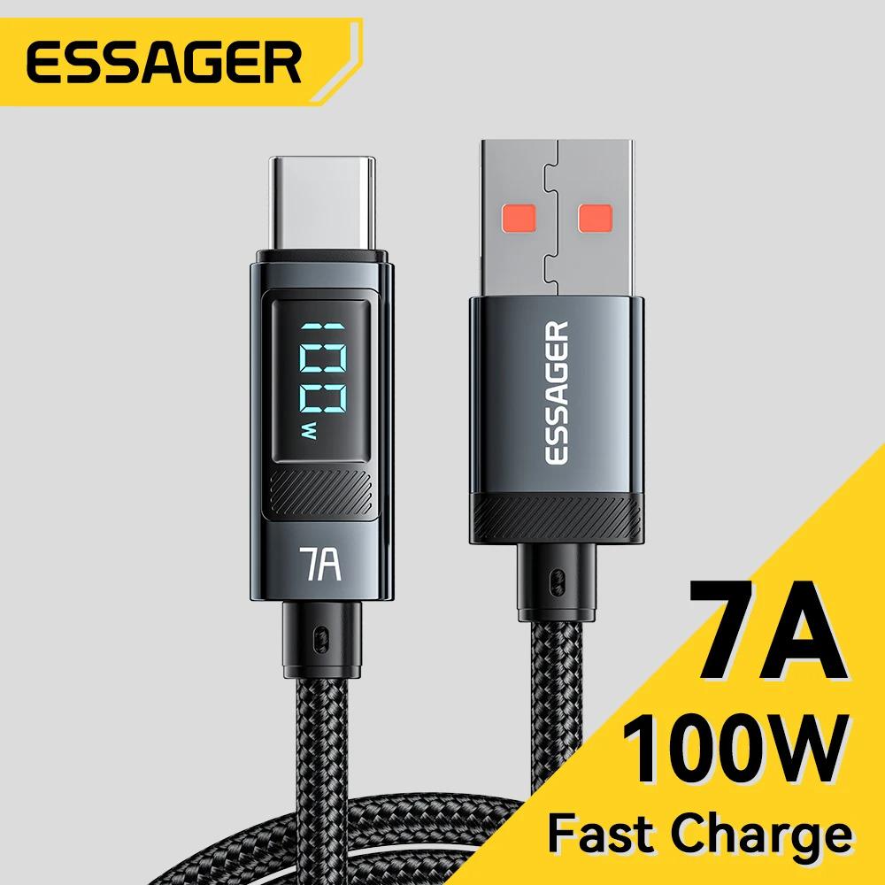 Кабель для заряджання та передачі даних Essager LED Digital Display 7A/100W USB Type-A to USB Type-C 2 м (554-2222) - фото 2